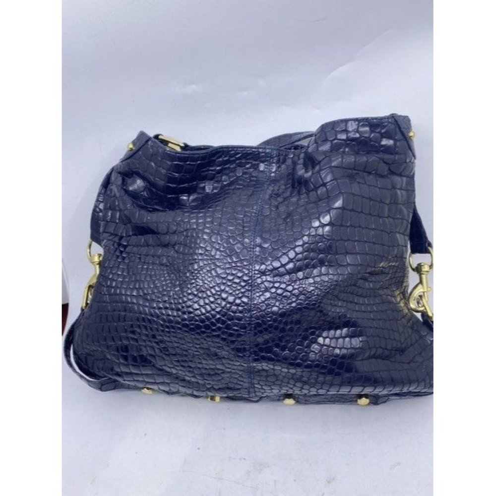 Rebecca Minkoff Croc Embossed Black Leather Shoulder Bag - Picture 6 of 8